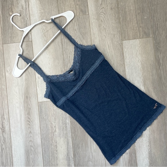 Hollister Tops - Hollister Y2K Tank Top lace babydoll womens Blue (small) stretch vintage 2000s